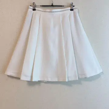 [쿠미쿄쿠] (M) 미니 기장 트위드풍 턱 플리츠풍 플레어 스커트 화이트