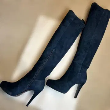 다이애나 네이비 스웨이드 롱 부츠 하이힐