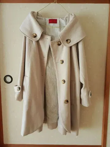 소말리 핑크 베이지 더블 버튼 체스터 코트