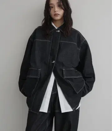 hellam 데님 미들 커버올 BK