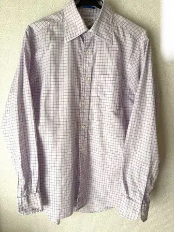 폴 스미스 연보라 체크 무늬 드레스 셔츠 L