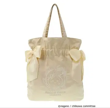 메종 드 플뢰르 치이카와 (먼작귀) 자수 더블 리본 토트백 (토끼)