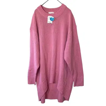 새상품 쇼콜라피네 로브 울 혼방 핑크 오버 사이즈 스웨터 튜닉 긴팔