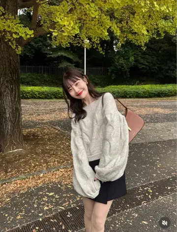 hinari 케이블 MIX 니트 아이보리 택 포함 새상품