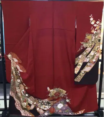 약간 하자 있음 순수 실크 후리소데 재단 완료 리메이크-A