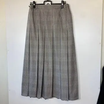 택 포함 새상품 스튜디오 클립 체크 무늬 롱 플리츠 스커트 M
