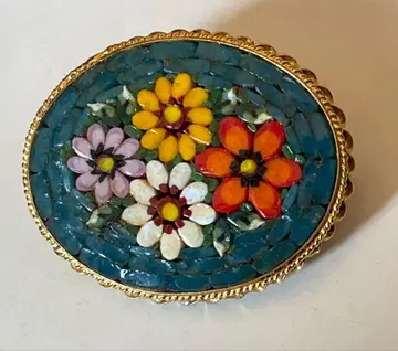 빈티지 플라워 마이크로 모자이크 브로치