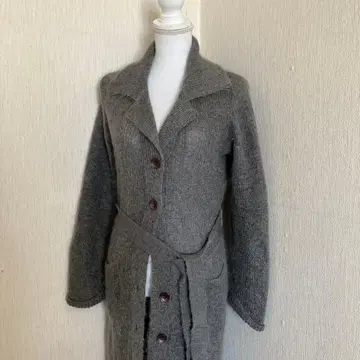 그레이 버튼 롱 가디건 모헤어