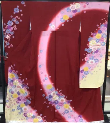 약간 하자 있음 순수 실크 후리소데 재단 완료 리메이크-A