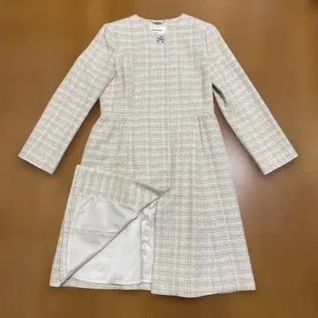 새상품급 레스 빠세 트위드 노카라 코트