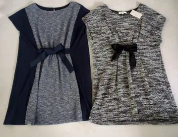 [ 2세트 ] grove 리본 포함 그레이 계열 원피스 M 새상품