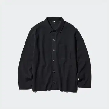 유니클로 밀라노 리브 셔츠 가디건 블랙