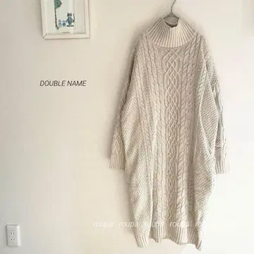 DOUBLE NAME 하이넥 케이블 짜임 니트 원피스 2986