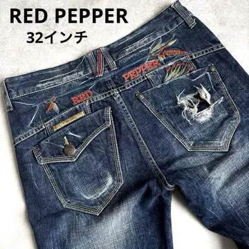 레드페퍼 RED PEPPER 부츠컷 데미지 데님 자수 Y2K 32