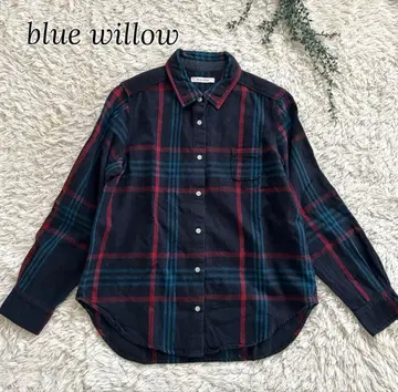 블루위로 체크 코튼 긴팔 셔츠