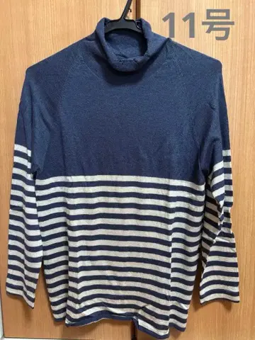 레리안 네이비 스트라이프 터틀넥 긴팔 (11호)