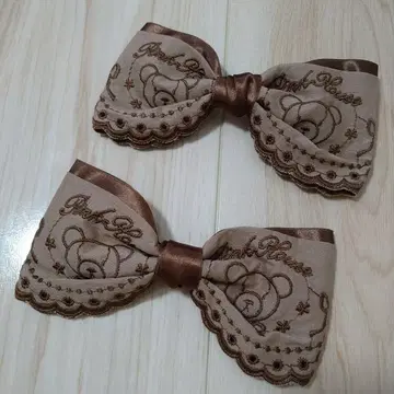 곰 레이스 리본 클립 세트 브라운 misako 아오키 미사코