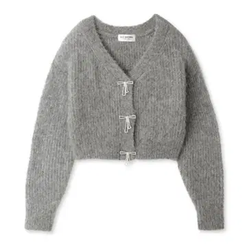 LILY BROWN 비쥬 리본 니트 가디건 GRY 23aw