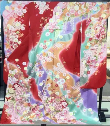 약간 하자 있음 순수 실크 후리소데 재단 완료 리메이크-A