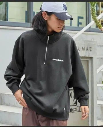Dickies 하프 지퍼 스웨트 셔츠 그레이