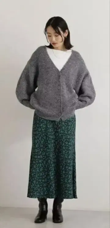 내추럴 뷰티 베이직 헨리 V넥 가디건 그레이