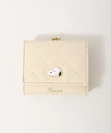 스누피 가마구치 3단 폴더형 지갑 퀼트 플레이트 화이트