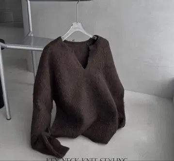feepur [핸드 워셔블 ] 울 혼방 기모 키넥 니트 브라운