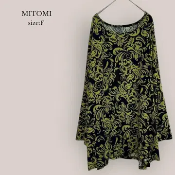 MITOMI 새상품급 튜닉 티셔츠 루즈핏 긴팔 돌먼 슬리브 꽃무늬