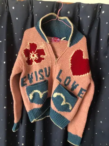 evisu donna 코위찬 니트 love pink 하트 갈매기