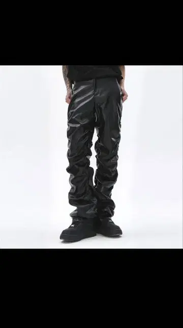 LSB leather straight BLACK pants opium