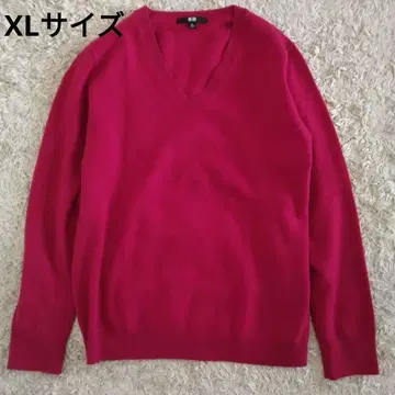 미사용 유니클로 UNIQLO 캐시미어 니트 V넥 핑크 XL