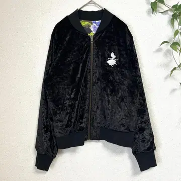 레어 하이픈 x Disney 리버서블 블루종 벨로아 꽃무늬 F