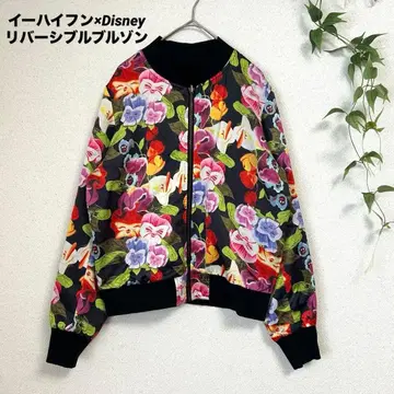 레어 하이픈 x Disney 리버서블 블루종 벨로아 꽃무늬 F