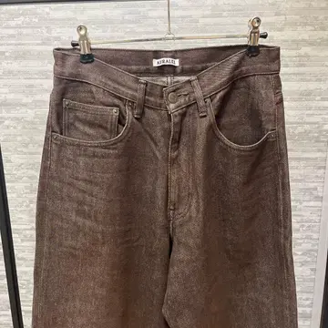 AURALEE HARDTWIST WIDE DENIM PANTS BROWN