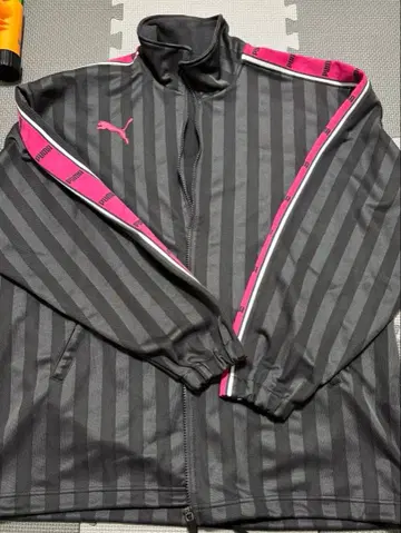 PUMA 스트라이프 저지 S 사이즈 그레이/핑크