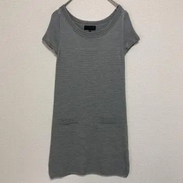 언타이틀 니트 원피스 반팔 그레이 2 무지 무릎 기장