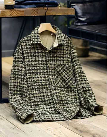 Champyee (챔피) 긴팔 셔츠 블랙과 베이지 체크 Champyee