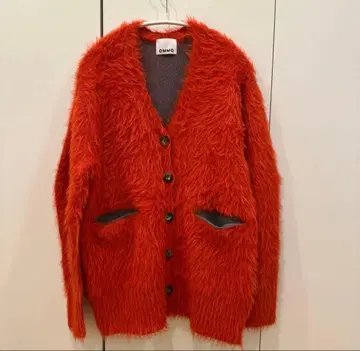 OMMO 오렌지 더블 페이스 샤기 가디건