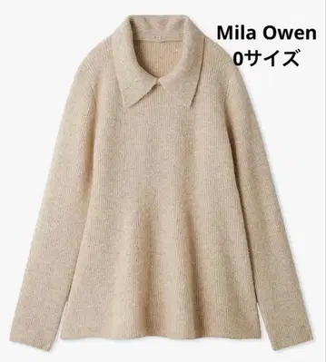 미라 오웬 카라 달린 페플럼 니트 풀오버 0 사이즈 LBEG