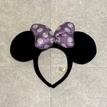 미니 머리띠 스팽글 도트 보라색