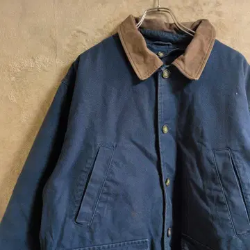 90년대 랜즈엔드 옷깃 가죽 라이너 포함 LANDS END 커버올 덕