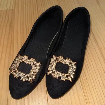 블랙 비쥬 플랫슈즈