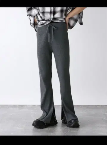 JEANASIS 팬츠 리브 니트 플레어 팬츠