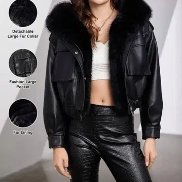 ZIAI 블랙 가죽 자켓