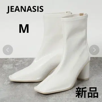 JEANASIS 스트레치 모카신 부츠 화이트 숏부츠 기모노 M