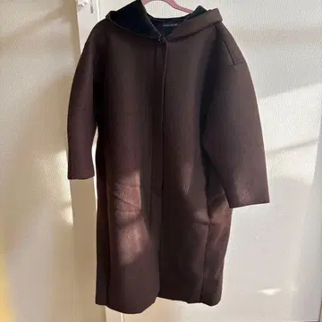 mizuiro ind 후드 부착 브라운 롱 코트
