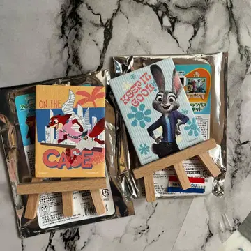 미사용 새상품 주토피아2 미니 캔버스 마그넷 2종 세트 닉 & 주디