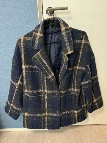 가을/겨울 트렌드 새상품 체크 무늬 코트 오버 사이즈 귀여운