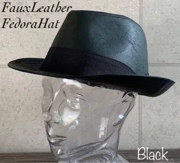 배송비 포함 모자 가죽 중절 햇 에코 심플 크랙 페이크 bk