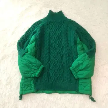 에이미 로우 퀼팅 풀오버 도킹 하이넥 케이블 짜임 M